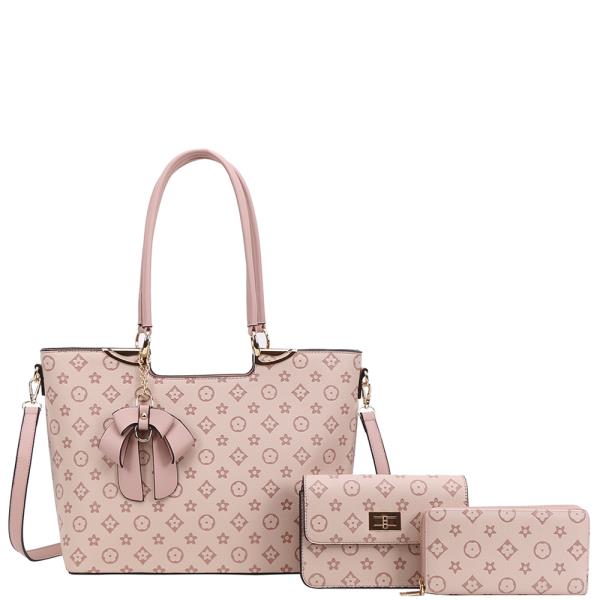 3IN1 DESIGN HANDLE BAG W CROSSBODY AND WALLET SET