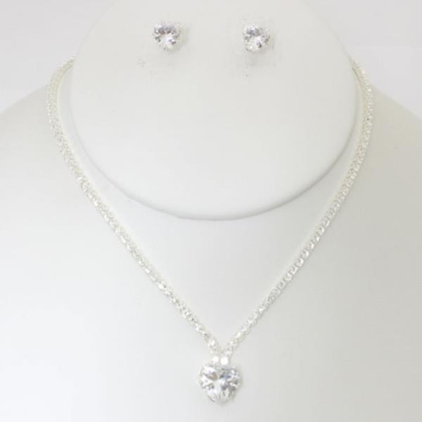 RHINESTONE NECKLACE EARRING SET