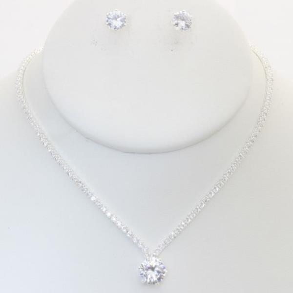 RHINESTONE NECKLACE EARRING SET
