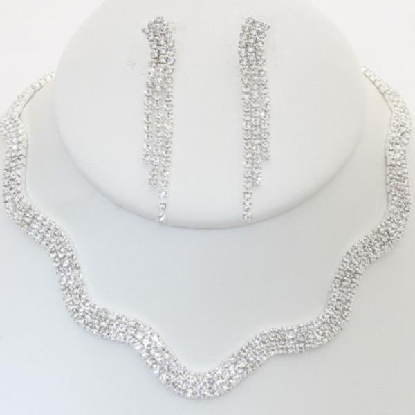 WAVE RHINESTONE NECKLACE EARRING SET