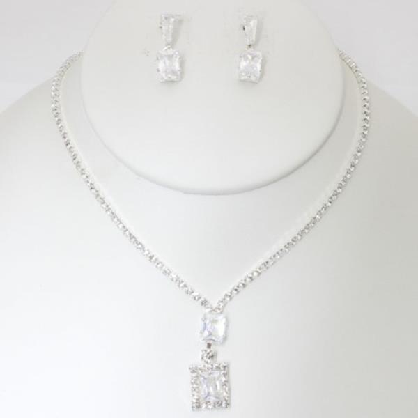 RHINESTONE NECKLACE EARRING SET
