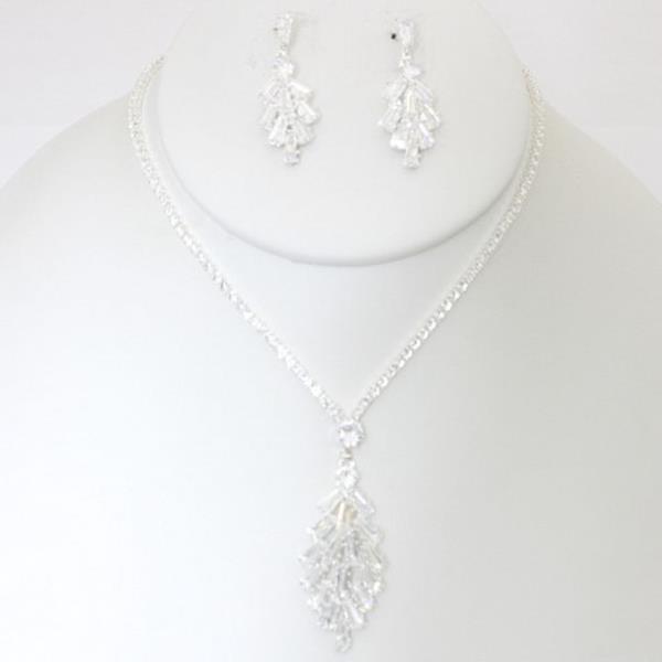 RHINESTONE NECKLACE EARRING SET