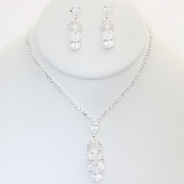 RHINESTONE NECKLACE EARRING SET