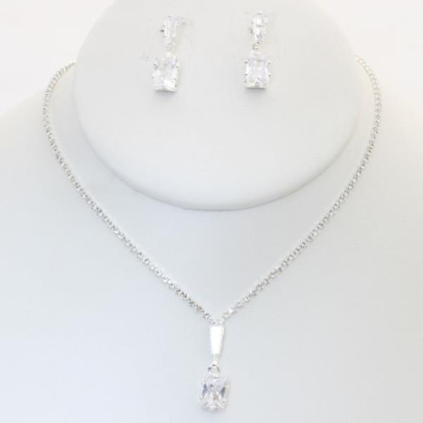 RHINESTONE NECKLACE EARRING SET