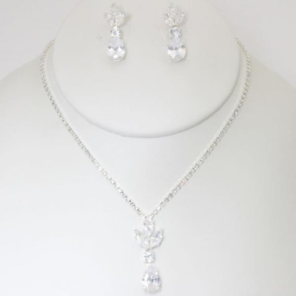 RHINESTONE NECKLACE EARRING SET