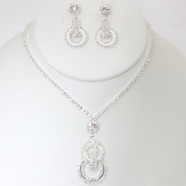 RHINESTONE NECKLACE EARRING SET