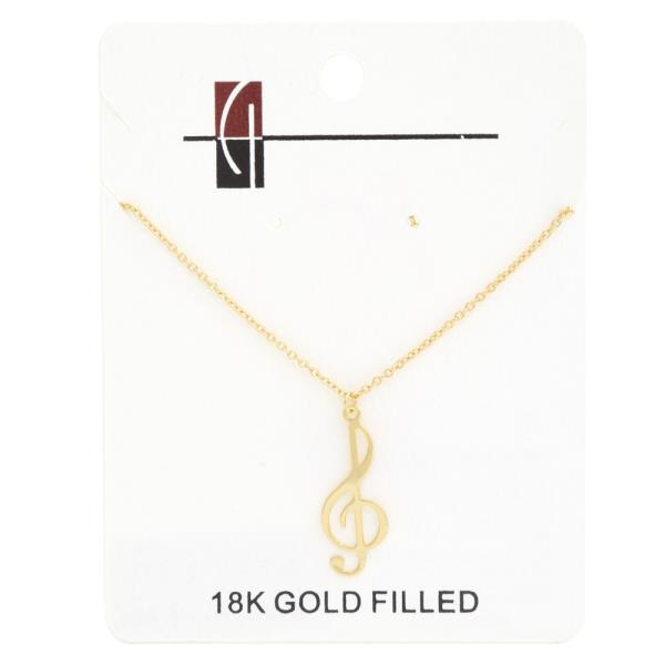 18K GOLD DIPPED TREBLE CLEF PENDANT NECKLACE