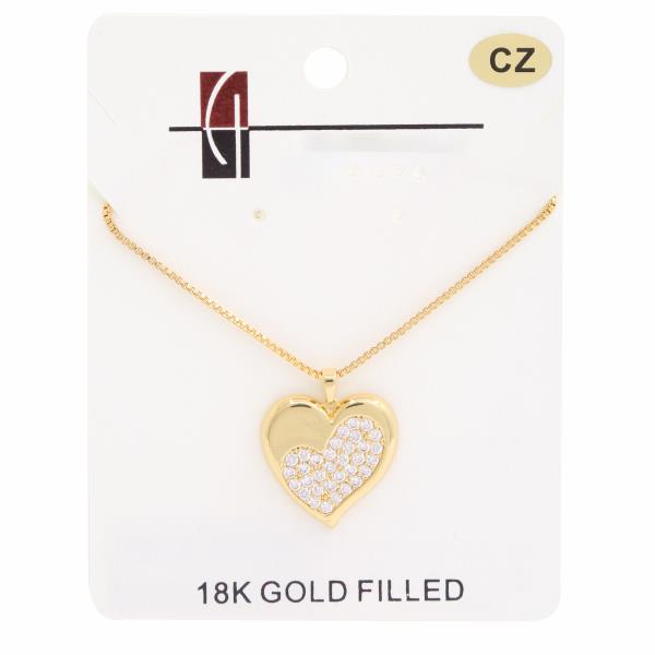 18K GOLD DIPPED CZ HEART PENDANT NECKLACE