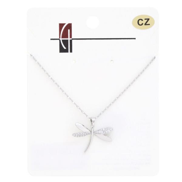 18K GOLD DIPPED CZ DRAGONFLY PENDANT NECKLACE