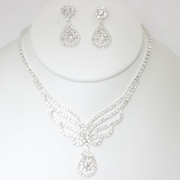 RHINESTONE NECKLACE EARRING SET