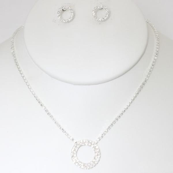 ROUND RHINESTONE NECKLACE EARRING SET