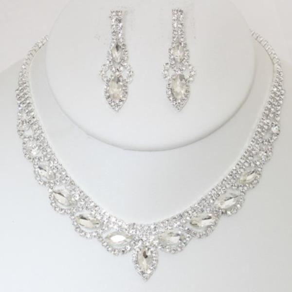 RHINESTONE NECKLACE EARRING SET