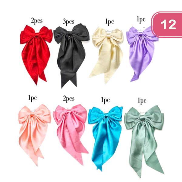 SILK HAIR BOW PIN (12 UNITS)