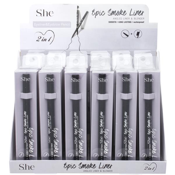 2IN1 EPIC SMOKE ANGLED EYELINER AND EYEBROW BLENDER PENCIL (24 UNITS)