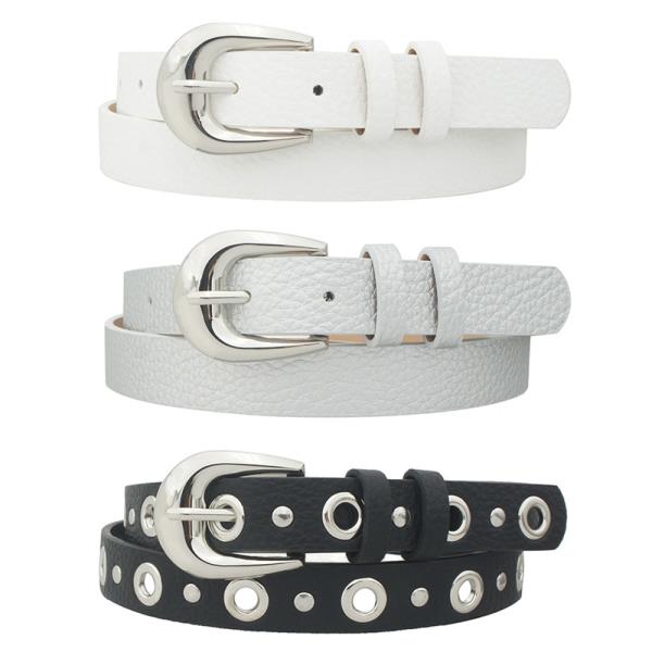 BASIC U BUCKLE GROMMET SKINNY TRIO BELT