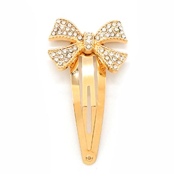 RHINESTONE RIBBON HAIR SNAP PIN