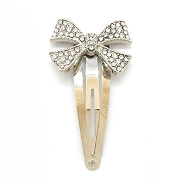 RHINESTONE RIBBON HAIR SNAP PIN