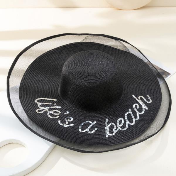 LIFES A BEACH MESH EDGE FLOPPY SUN HAT