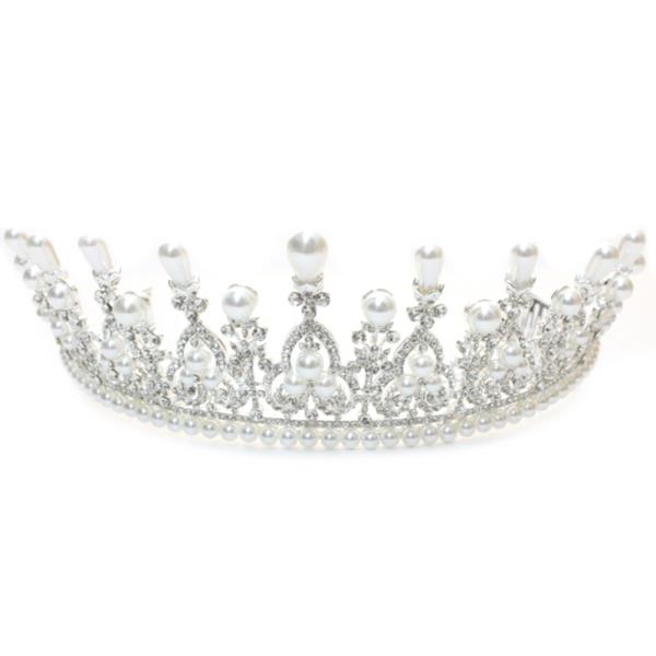 PEARL & RHINESTONE BRIDAL CROWN TIARA