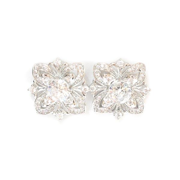 RHINESTONE FLOWER POST EARRING