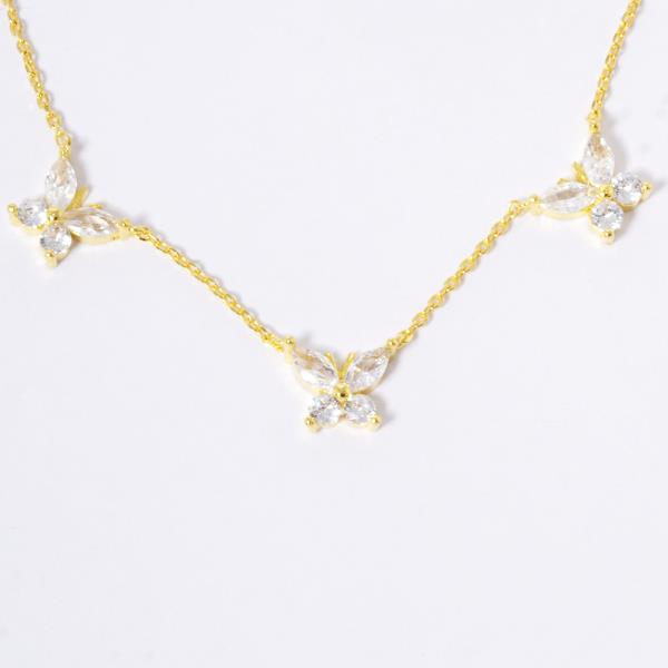 18K GOLD RHODIUM DIPPED BUTTERFLY CZ NECKLACE