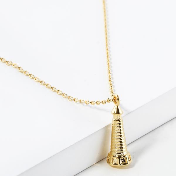 18K GOLD RHODIUM DIPPED LIGHTHOUSE NECKLACE