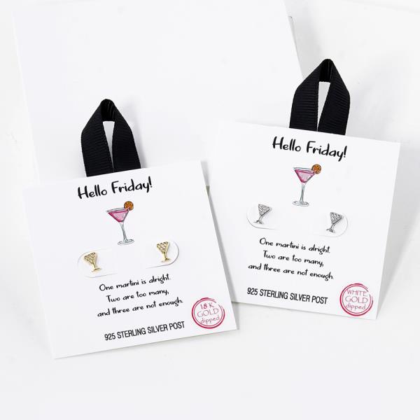 18K GOLD RHODIUM DIPPED HELLO FRIDAY EARRING