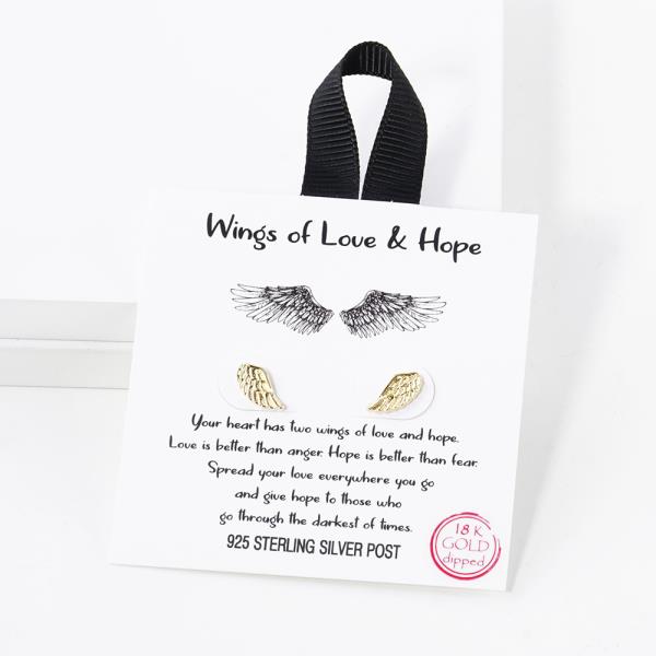 18K GOLD RHODIUM DIPPED WINGS OF LOVE & HOPE NECKLACE