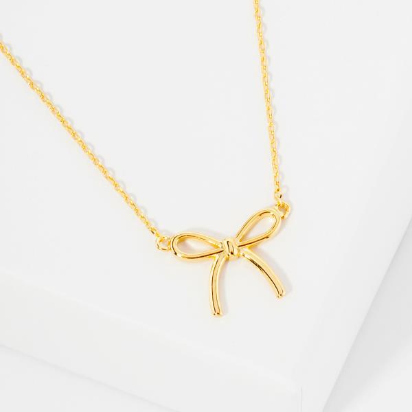 18K GOLD RHODIUM DIPPED BABY GIRL RIBBON NECKLACE