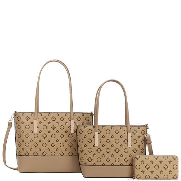 3IN1 PRINTED DESIGN BAG W MATCHING BAG AND WALLET SET