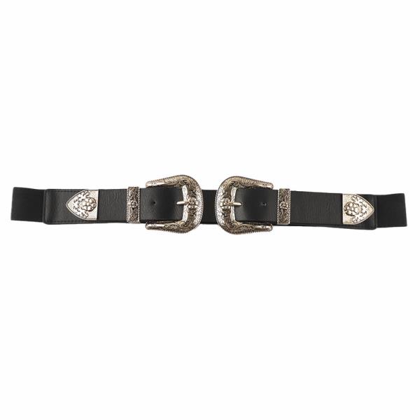 DOUBLE WESTERN STYLE BUCKLE ELASTIC BELT