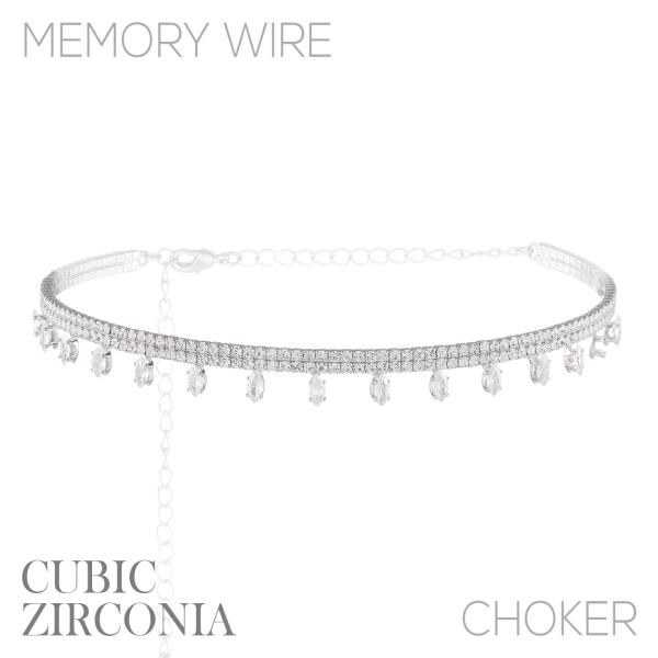 RHINESTONE DOUBLE ROW CZ MARQUISE NECKLACE