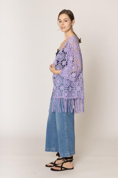 FRINGE FLOWER CROCHET CARDIGAN