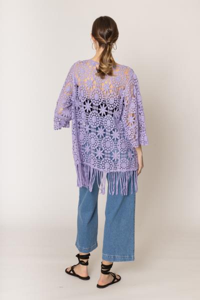 FRINGE FLOWER CROCHET CARDIGAN