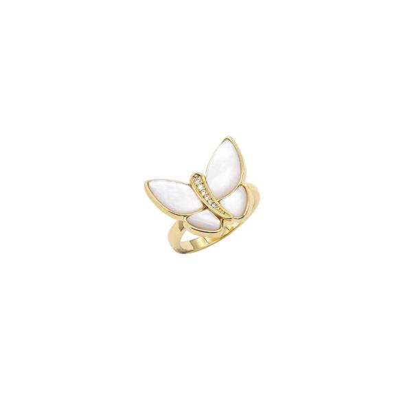 CZ MOP BUTTERFLY ADJUSTABLE RINGS