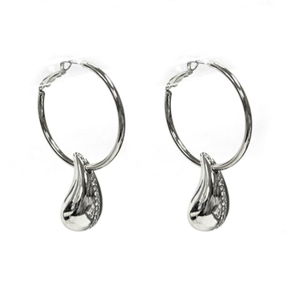 METAL ROUND TEARDROP DANGLE EARRING