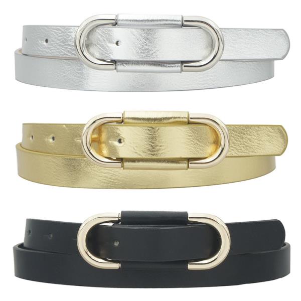 LOOP ACCENT OVAL BUCKLE DENIM SKINNY TRIO BELT