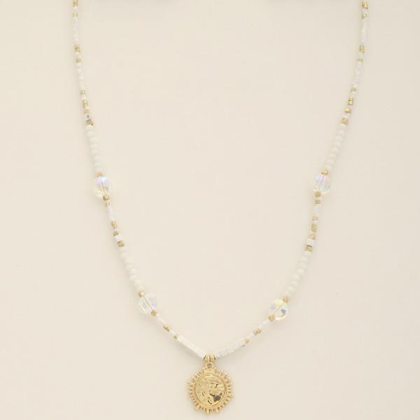 COIN CHARM BEADED NECKLACE