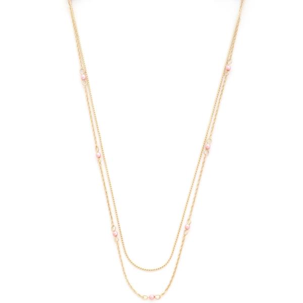 DAINTY BEAD LAYERED METAL NECKLACE