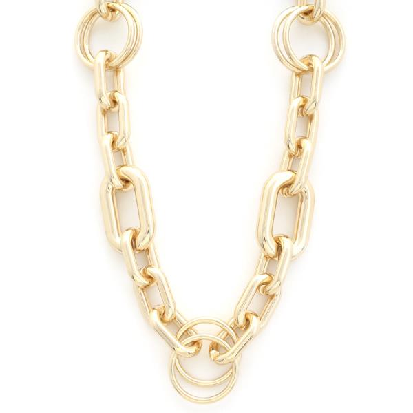 OVAL CIRCLE LINK METAL NECKLACE