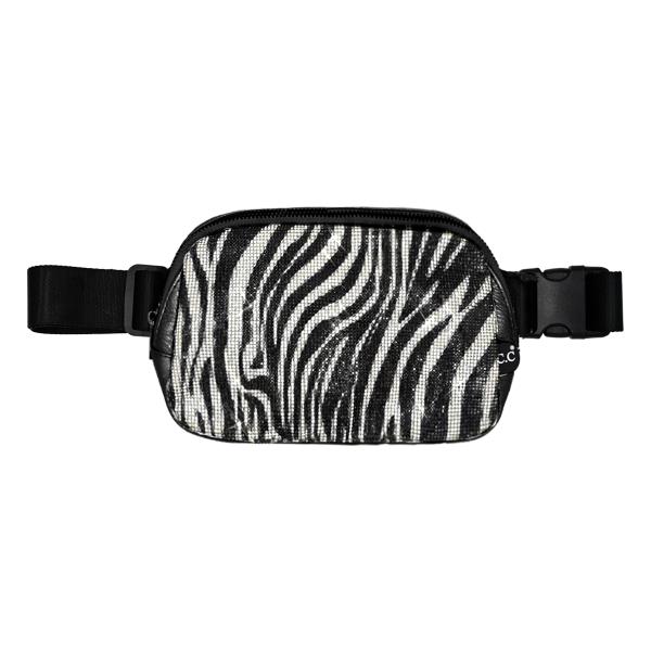 CC ANIMAL PRINT RHINESTONE FANNY PACK