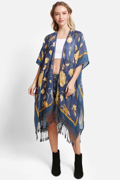 FLORAL COVER UP W/TASSELS