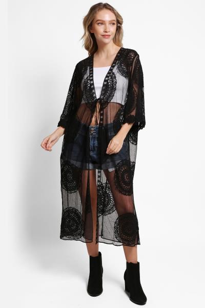 TIE-KNOT LACE COVER UP