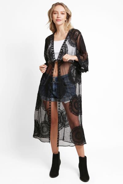 TIE-KNOT LACE COVER UP