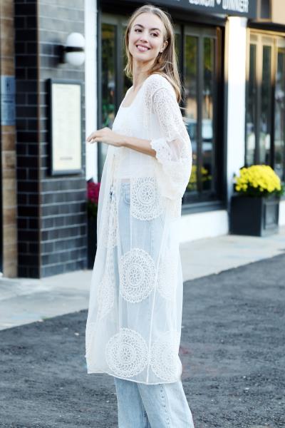 TIE-KNOT LACE COVER UP