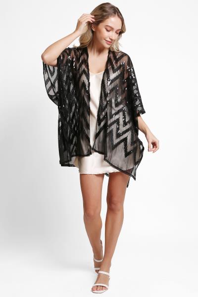 ZIG ZAG PATTERN SEQUIN COVER-UP