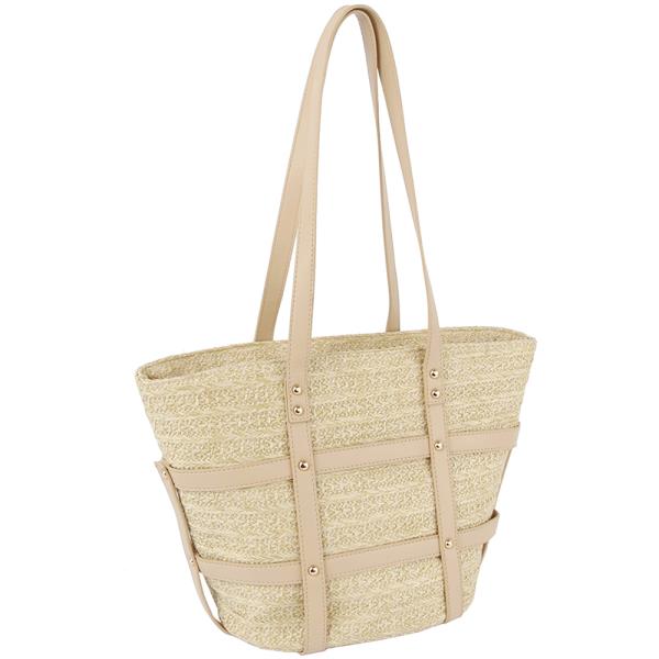 WOVEN DESIGN TWO TONE TOTE BAG