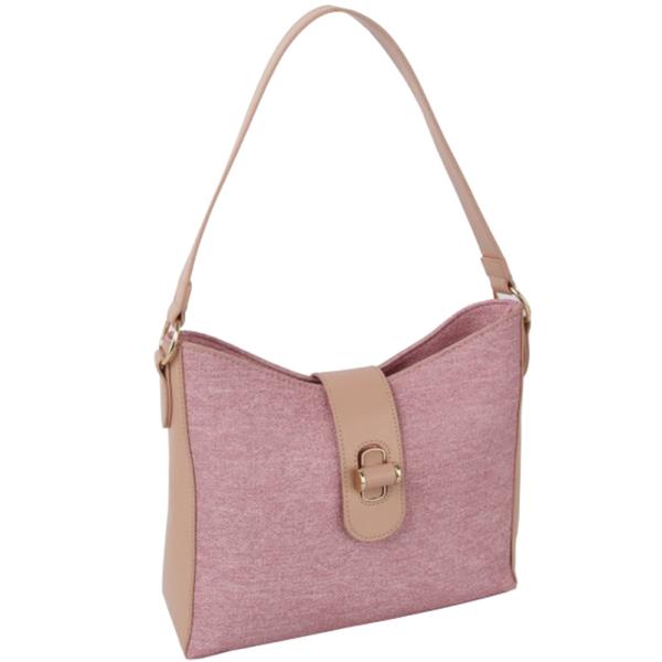 TWO TONE TEXTURE HOBO BAG W STRAP