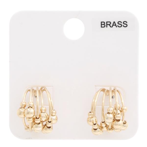 BALL BEAD HOOP BRASS METAL EARRING