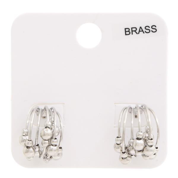 BALL BEAD HOOP BRASS METAL EARRING